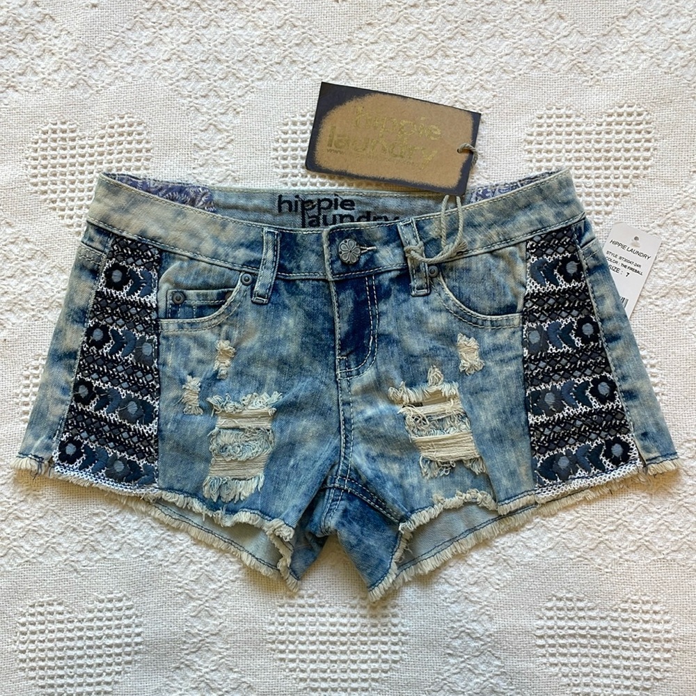 Hippie Laundry Denim Shorts | Distressed & Embroidered Jeans